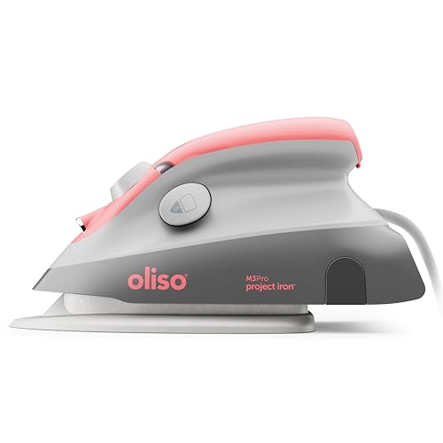 oliso M3Pro Project Mini Steam Iron - Sewing, Quilting, Travel - Coral