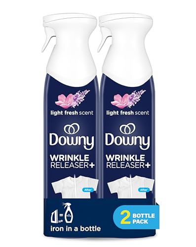 Downy Wrinkle Releaser Spray | All In One Wrinkle Release Spray, Odor Eliminator, Static Remover | Fabric Refresher & Ironing Aid for Clothes | 9.7 Fl Oz (Pack of 2), Fresh Scent