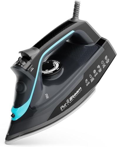 PurSteam SteamBurst+ Steam Iron, Ceramic Soleplate, Self-Clean, Anti Drip