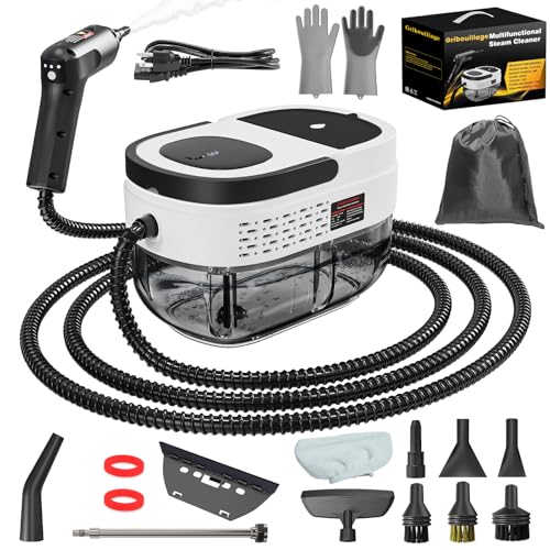 Handheld Steam Cleaner for Home, 2500W High Temperature Pressurized Machine, 1.6L Water Tank, Handle-controlled Steam Output, Portable Cleaning Steamer for Car, Bed Bugs, Furniture, Grout (White)